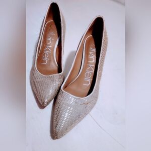 Calvin Klein Women's Shimmering Silver Heels